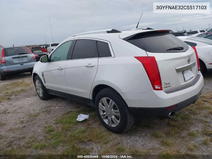 2012 Cadillac Srx Luxury Collection VIN: 3GYFNAE32CS517103 Lot: 40520449