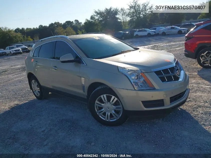 2012 Cadillac Srx Luxury Collection VIN: 3GYFNAE31CS570407 Lot: 40542342