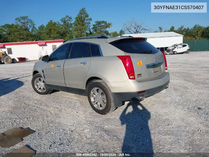 2012 Cadillac Srx Luxury Collection VIN: 3GYFNAE31CS570407 Lot: 40542342