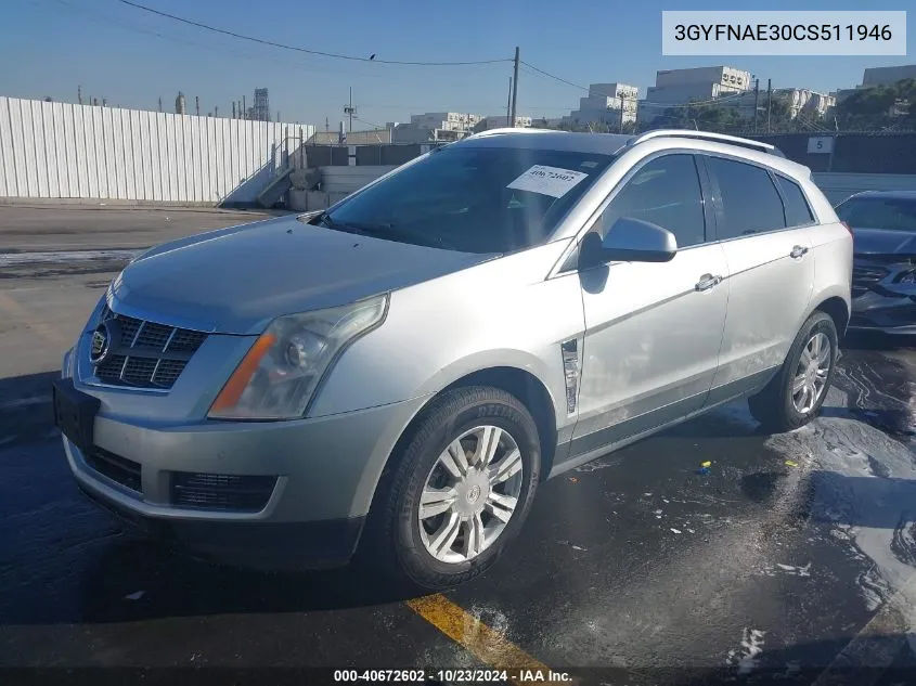 2012 Cadillac Srx Luxury Collection VIN: 3GYFNAE30CS511946 Lot: 40672602