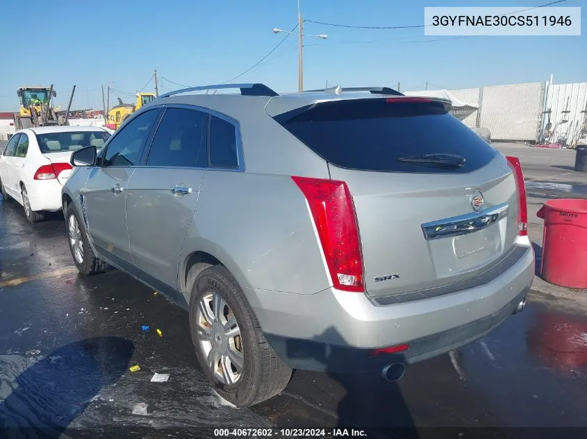 2012 Cadillac Srx Luxury Collection VIN: 3GYFNAE30CS511946 Lot: 40672602