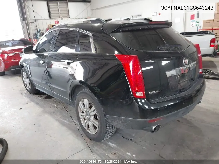 2012 Cadillac Srx Luxury Collection VIN: 3GYFNAE31CS643243 Lot: 40684170