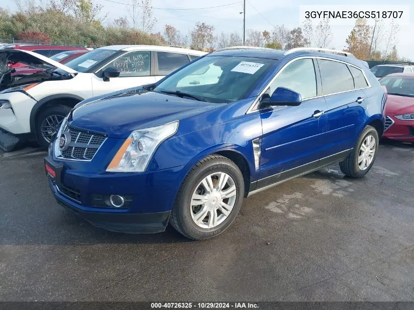 2012 Cadillac Srx Luxury Collection VIN: 3GYFNAE36CS518707 Lot: 40726325