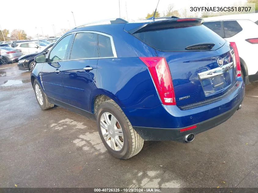 2012 Cadillac Srx Luxury Collection VIN: 3GYFNAE36CS518707 Lot: 40726325