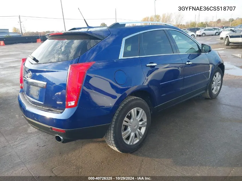 2012 Cadillac Srx Luxury Collection VIN: 3GYFNAE36CS518707 Lot: 40726325