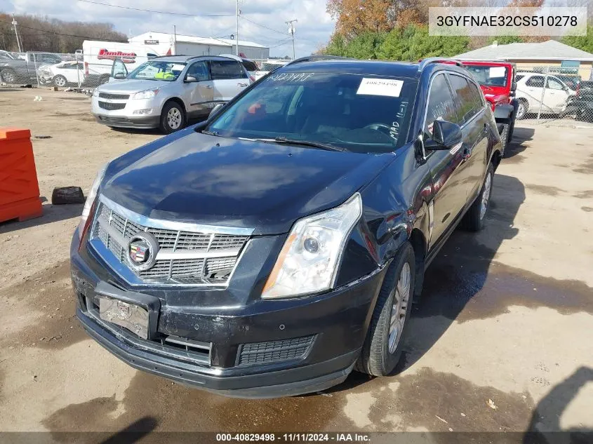 2012 Cadillac Srx Luxury Collection VIN: 3GYFNAE32CS510278 Lot: 40829498