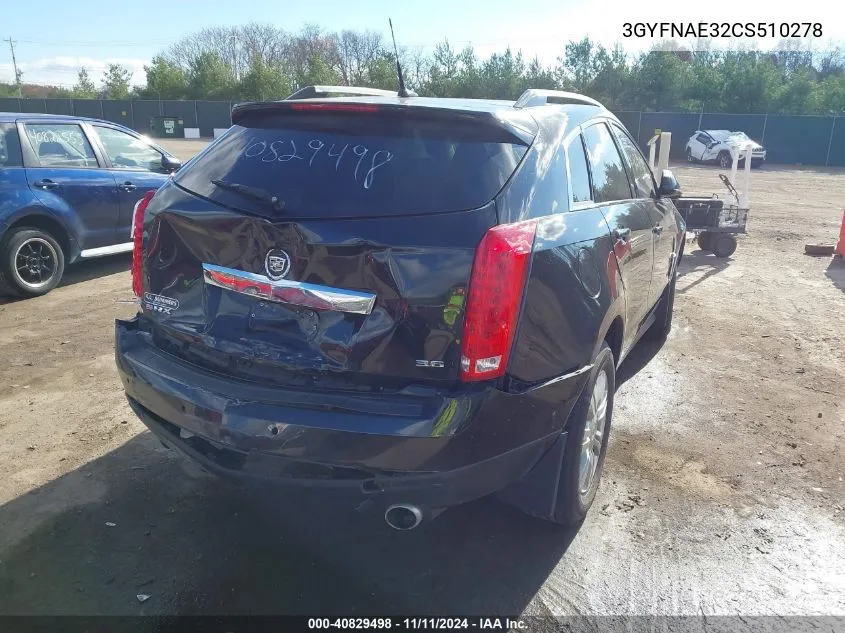 2012 Cadillac Srx Luxury Collection VIN: 3GYFNAE32CS510278 Lot: 40829498