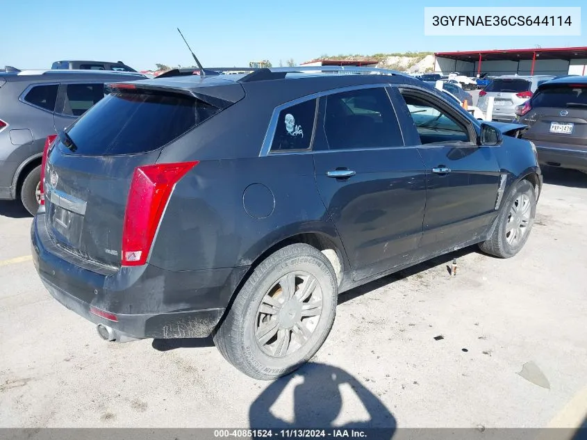 2012 Cadillac Srx Luxury Collection VIN: 3GYFNAE36CS644114 Lot: 40851524