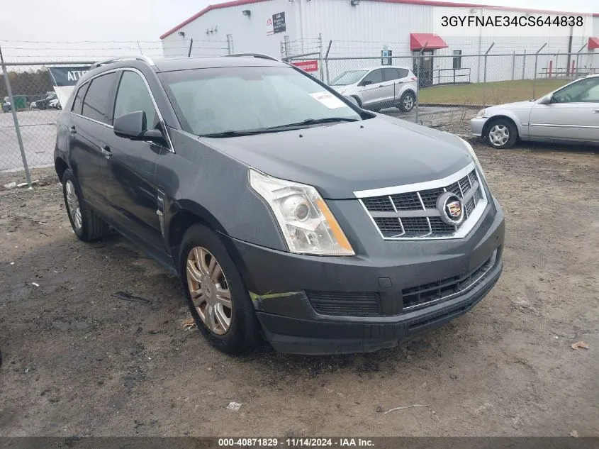 2012 Cadillac Srx Luxury Collection VIN: 3GYFNAE34CS644838 Lot: 40871829