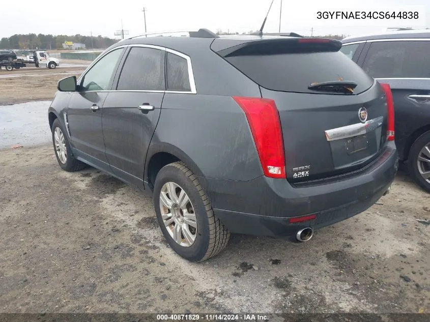 2012 Cadillac Srx Luxury Collection VIN: 3GYFNAE34CS644838 Lot: 40871829