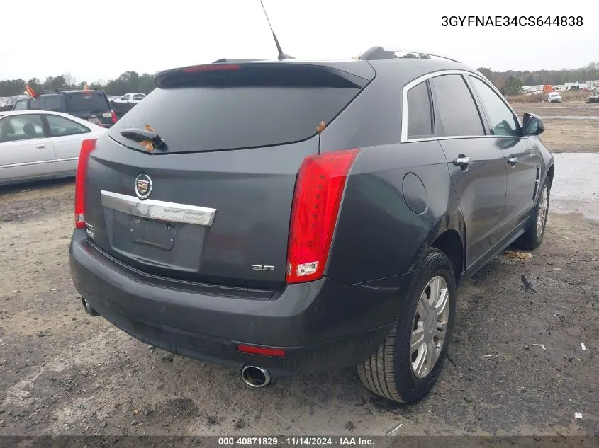 2012 Cadillac Srx Luxury Collection VIN: 3GYFNAE34CS644838 Lot: 40871829