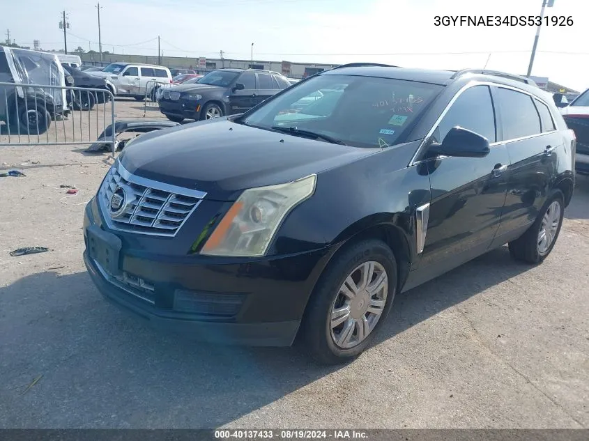 2013 Cadillac Srx Standard VIN: 3GYFNAE34DS531926 Lot: 40137433