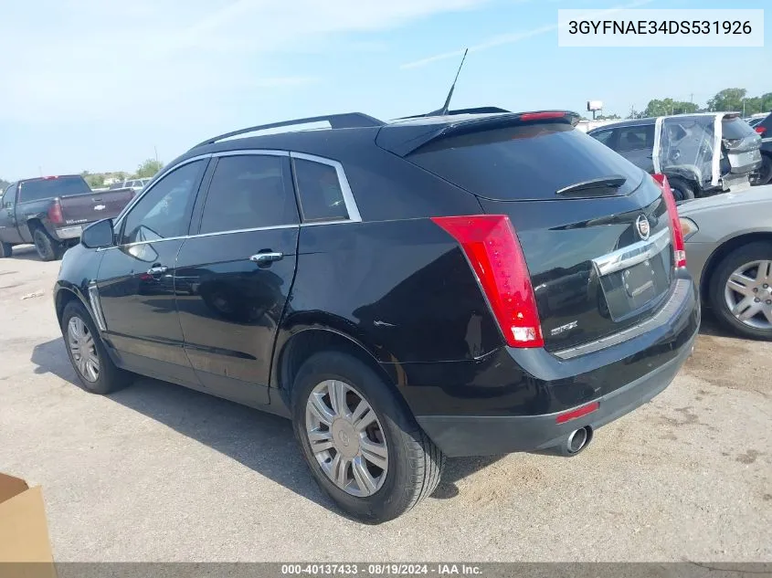 2013 Cadillac Srx Standard VIN: 3GYFNAE34DS531926 Lot: 40137433