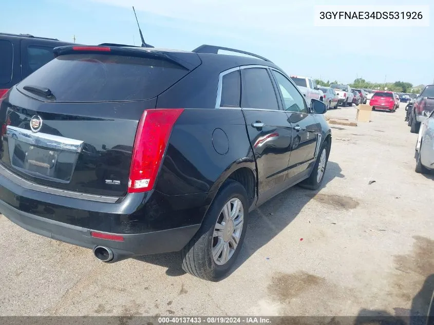 2013 Cadillac Srx Standard VIN: 3GYFNAE34DS531926 Lot: 40137433