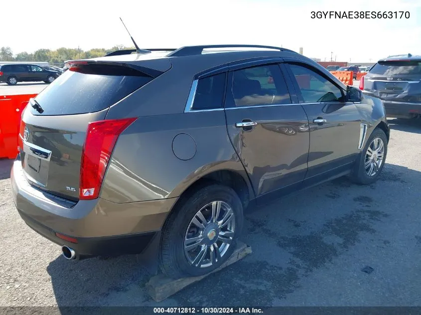 2014 Cadillac Srx Standard VIN: 3GYFNAE38ES663170 Lot: 40712812