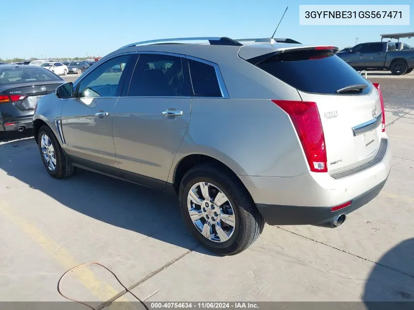 2016 Cadillac Srx Luxury Collection VIN: 3GYFNBE31GS567471 Lot: 40754634