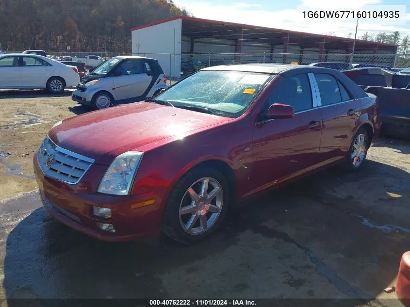 2006 Cadillac Sts V6 VIN: 1G6DW677160104935 Lot: 40752222