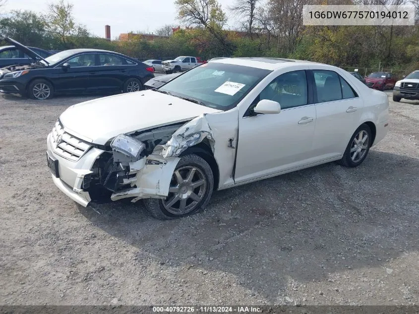 2007 Cadillac Sts V6 VIN: 1G6DW677570194012 Lot: 40792726