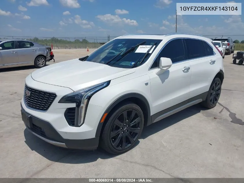 2019 Cadillac Xt4 Premium Luxury VIN: 1GYFZCR4XKF143104 Lot: 40069314