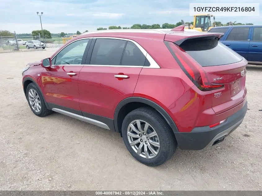 1GYFZCR49KF216804 2019 Cadillac Xt4 Premium Luxury