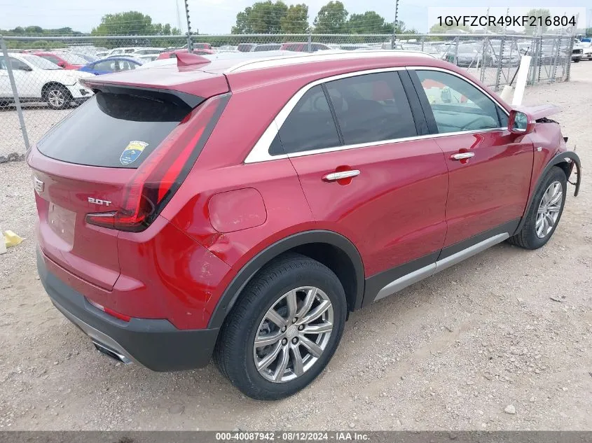 1GYFZCR49KF216804 2019 Cadillac Xt4 Premium Luxury