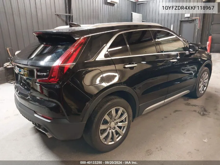 1GYFZDR4XKF118967 2019 Cadillac Xt4 Premium Luxury