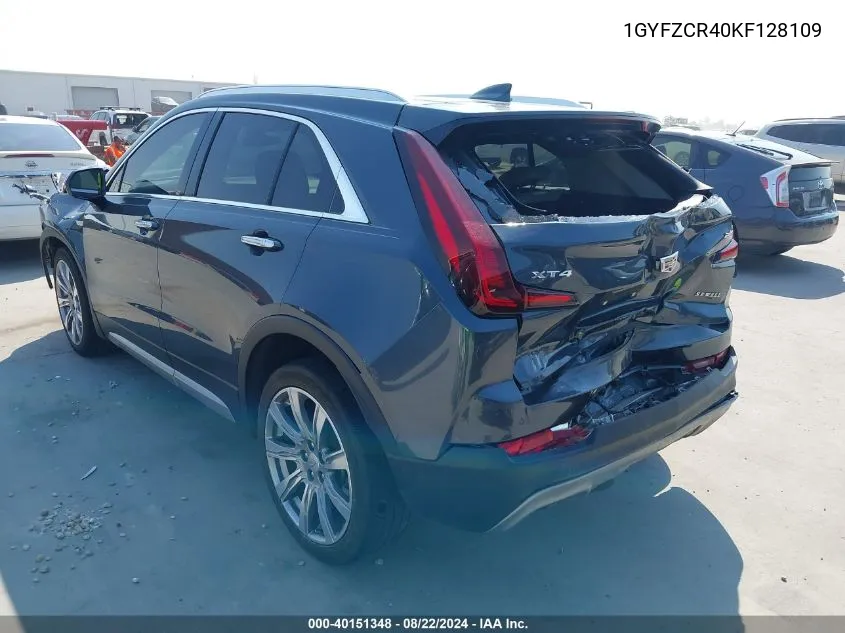 2019 Cadillac Xt4 Premium Luxury VIN: 1GYFZCR40KF128109 Lot: 40151348