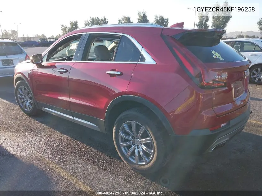 2019 Cadillac Xt4 Premium Luxury VIN: 1GYFZCR45KF196258 Lot: 40247293