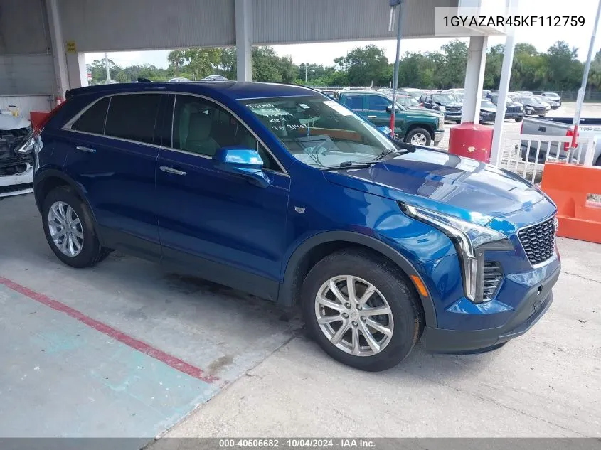 2019 Cadillac Xt4 Luxury VIN: 1GYAZAR45KF112759 Lot: 40505682