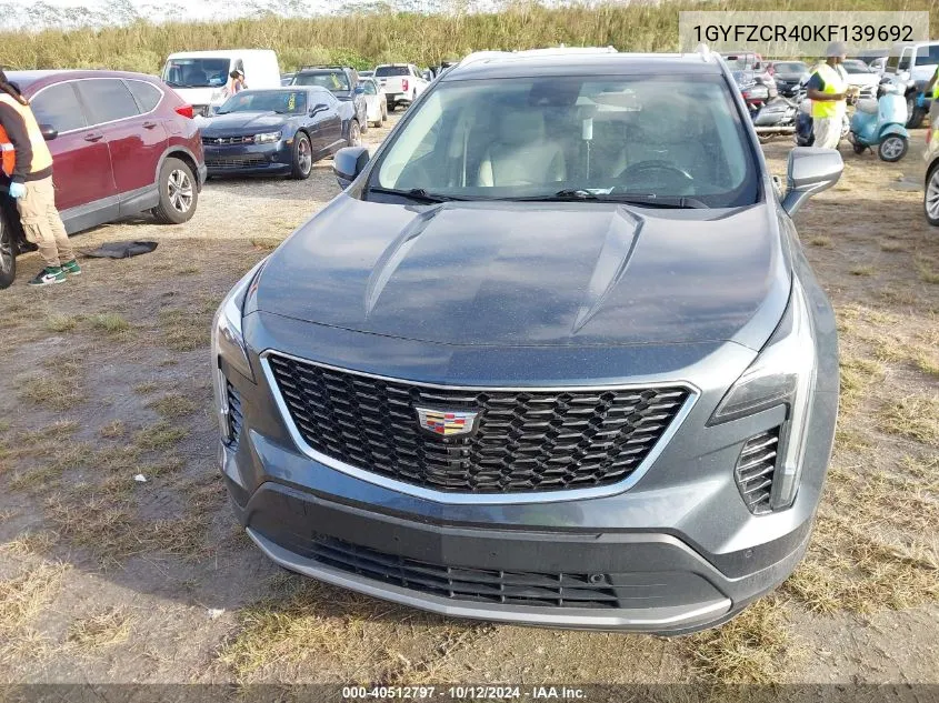 2019 Cadillac Xt4 Fwd Premium Luxury VIN: 1GYFZCR40KF139692 Lot: 40512797