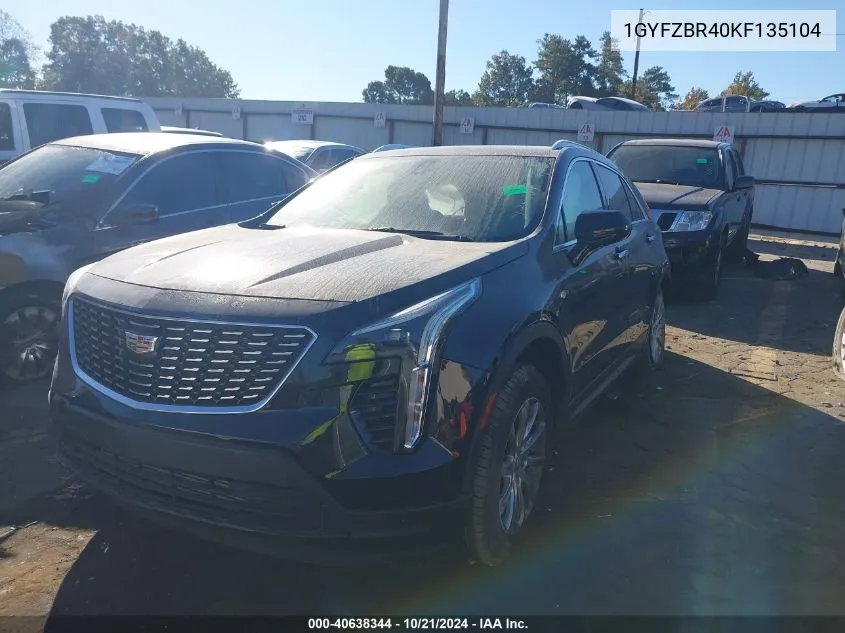 2019 Cadillac Xt4 Luxury VIN: 1GYFZBR40KF135104 Lot: 40638344