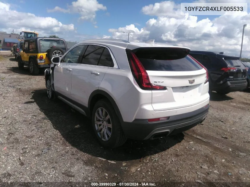 2020 Cadillac Xt4 Fwd Premium Luxury VIN: 1GYFZCR4XLF005533 Lot: 39990329