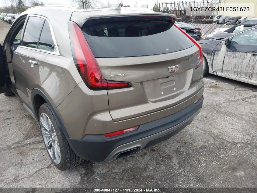 2020 Cadillac Xt4 Fwd Premium Luxury VIN: 1GYFZCR43LF051673 Lot: 40847127