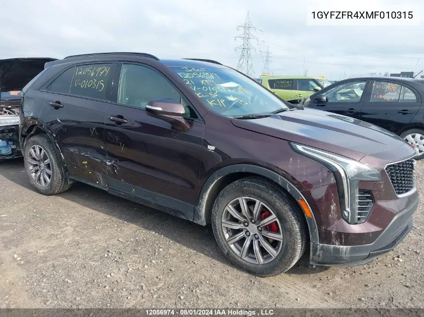 2021 Cadillac Xt4 VIN: 1GYFZFR4XMF010315 Lot: 12056974