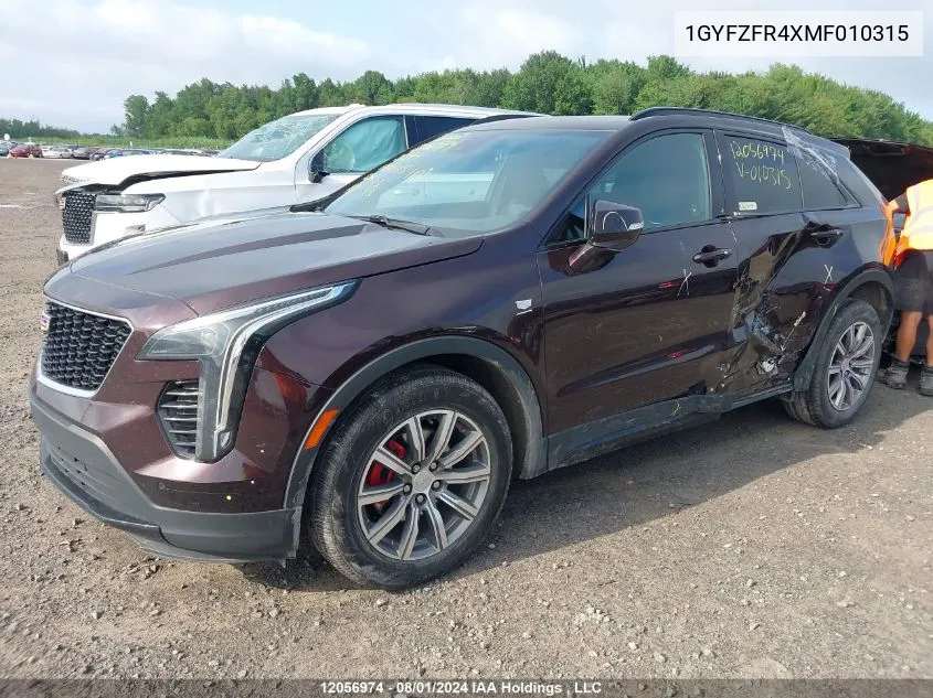 2021 Cadillac Xt4 VIN: 1GYFZFR4XMF010315 Lot: 12056974