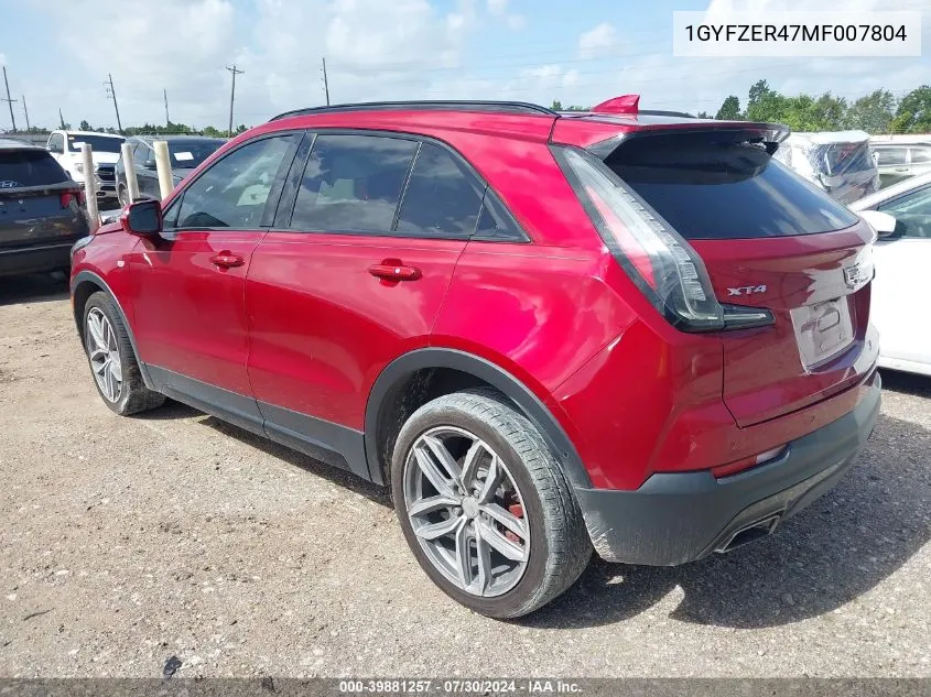 1GYFZER47MF007804 2021 Cadillac Xt4 Fwd Sport