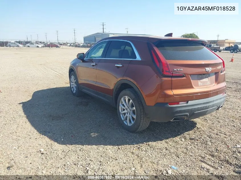 2021 Cadillac Xt4 Fwd Luxury VIN: 1GYAZAR45MF018528 Lot: 40357952