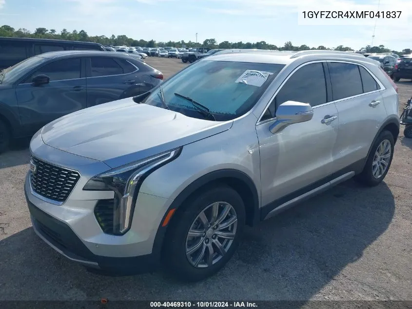 1GYFZCR4XMF041837 2021 Cadillac Xt4 Premium Luxury