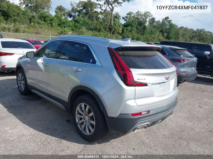 1GYFZCR4XMF041837 2021 Cadillac Xt4 Premium Luxury