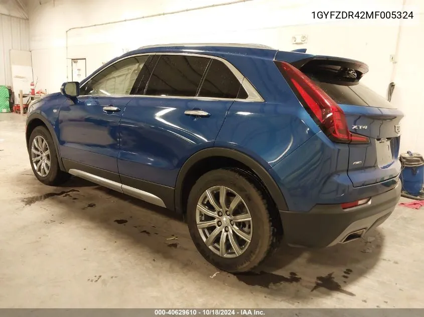 2021 Cadillac Xt4 Awd Premium Luxury VIN: 1GYFZDR42MF005324 Lot: 40629610