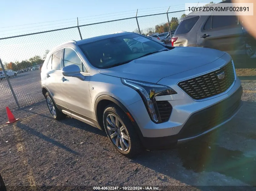 2021 Cadillac Xt4 Awd Premium Luxury VIN: 1GYFZDR40MF002891 Lot: 40632247