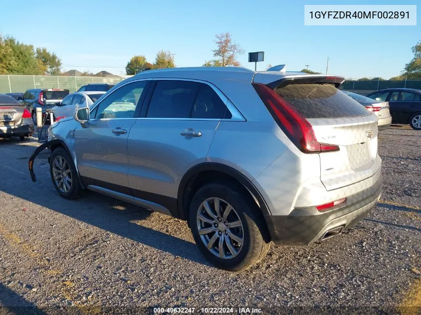 2021 Cadillac Xt4 Awd Premium Luxury VIN: 1GYFZDR40MF002891 Lot: 40632247