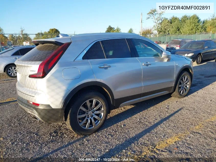 2021 Cadillac Xt4 Awd Premium Luxury VIN: 1GYFZDR40MF002891 Lot: 40632247