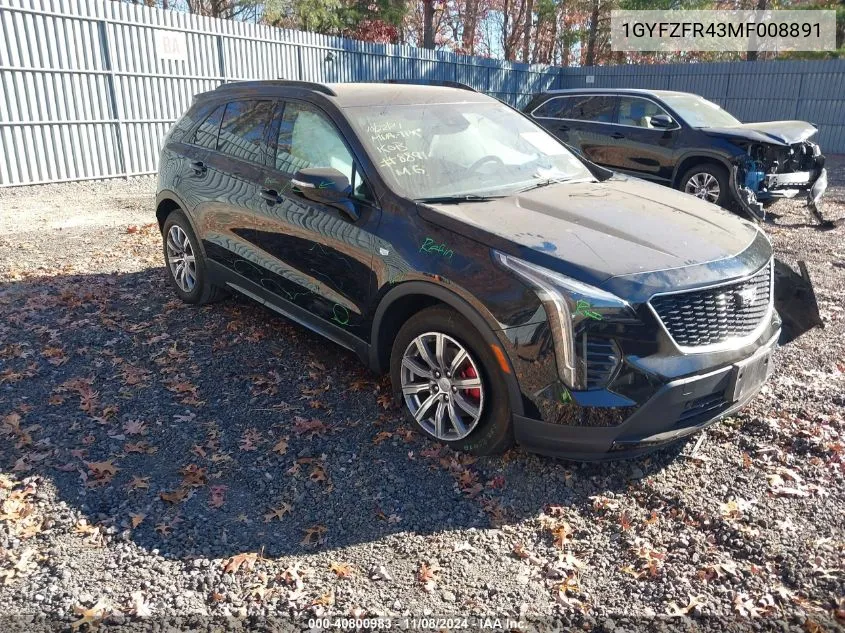 2021 Cadillac Xt4 Awd Sport VIN: 1GYFZFR43MF008891 Lot: 40800983