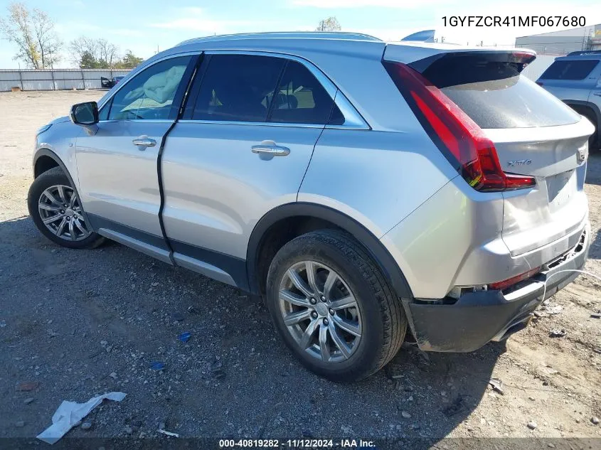 2021 Cadillac Xt4 Fwd Premium Luxury VIN: 1GYFZCR41MF067680 Lot: 40819282