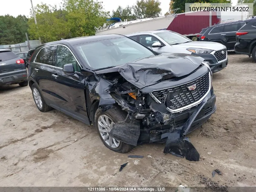 2022 Cadillac Xt4 VIN: 1GYFZBR41NF154202 Lot: 12111385