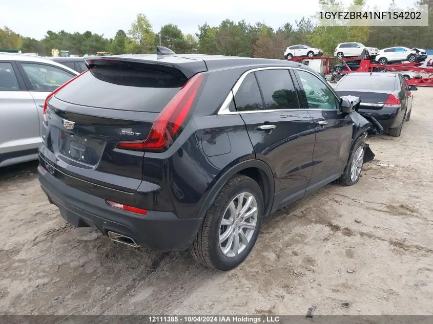 2022 Cadillac Xt4 VIN: 1GYFZBR41NF154202 Lot: 12111385