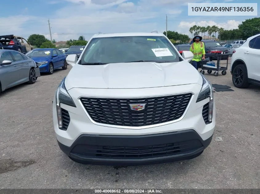 1GYAZAR49NF136356 2022 Cadillac Xt4 Fwd Luxury