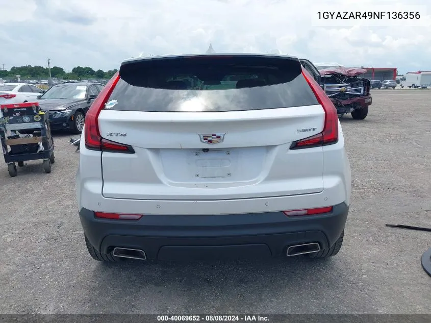 1GYAZAR49NF136356 2022 Cadillac Xt4 Fwd Luxury