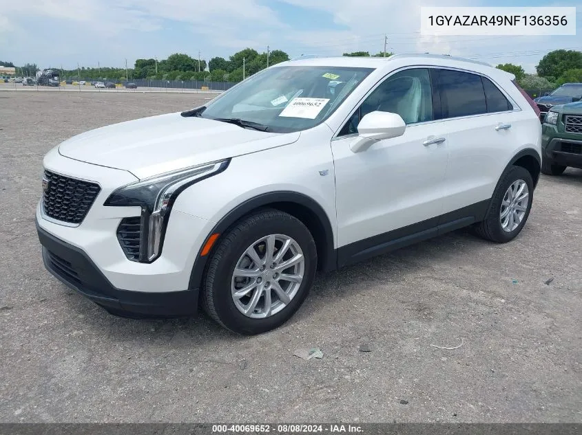 2022 Cadillac Xt4 Fwd Luxury VIN: 1GYAZAR49NF136356 Lot: 40069652